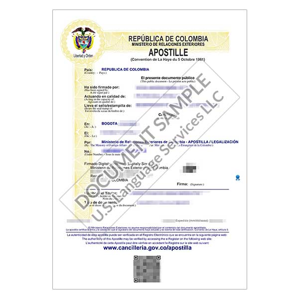Apostille from Colombia