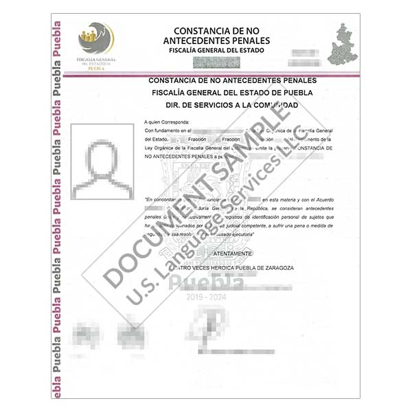 Criminal Record Certificate from Mexico