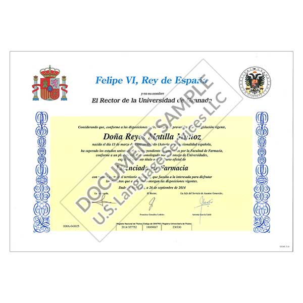 Diploma from Spain