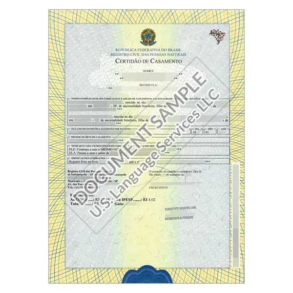 Marriage Certificate from Brazil